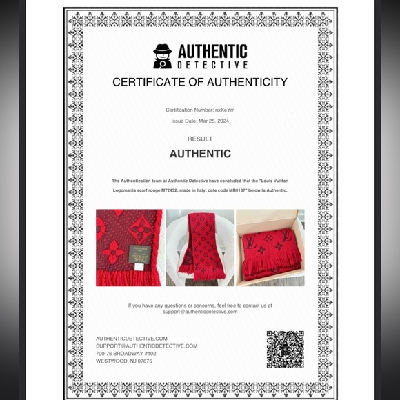 Louis Vuitton LV Monogram Logomania Wool Red Scarf - Picture 6 of 7